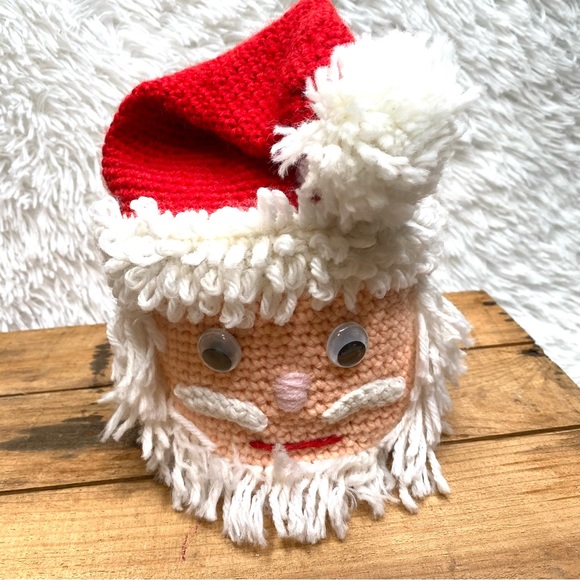 Vintage Santa Clause Head Crocheted Knitted Toilet Paper Cover - Picture 2 of 7